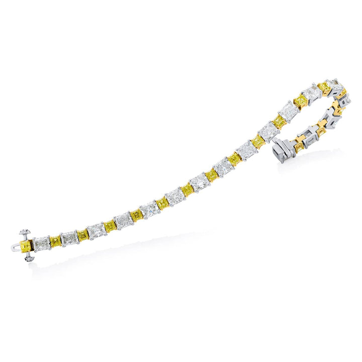 Platinum and 18K Yellow Gold Radiant-Cut Fancy Yellow Diamond Bracelet