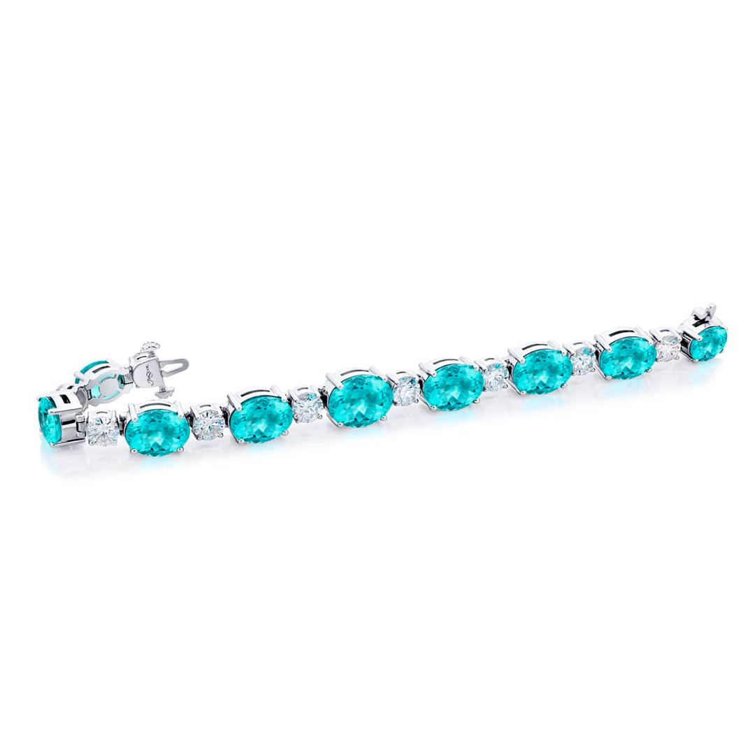 Platinum Oval Paraiba Certified Bracelet