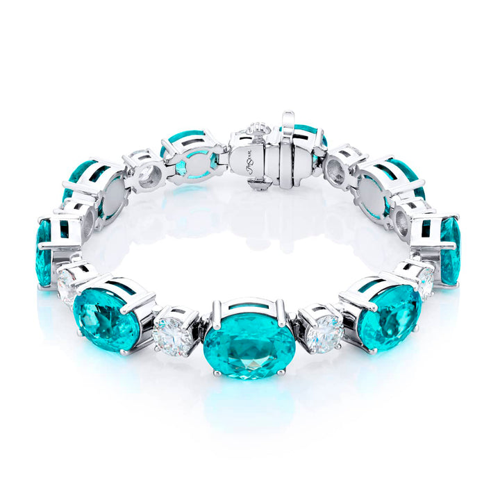 Platinum Oval Paraiba Certified Bracelet