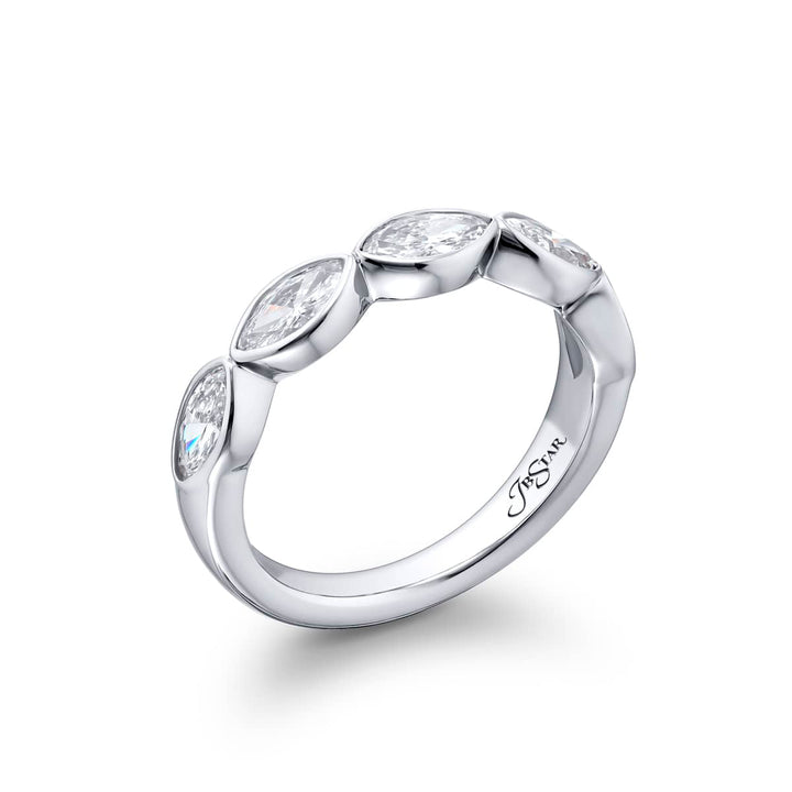 Elegance Elevated: Our signature 1.15 ctw. East-West Bezel Diamond Band. These five gorgeous marquise diamonds are handcrafted in pure platinum.
