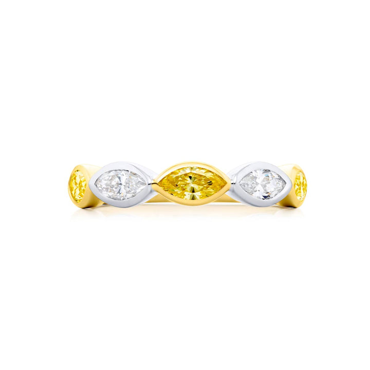 18K Yellow Gold & Platinum Fancy Yellow & White Diamond East-West Bezel Band
