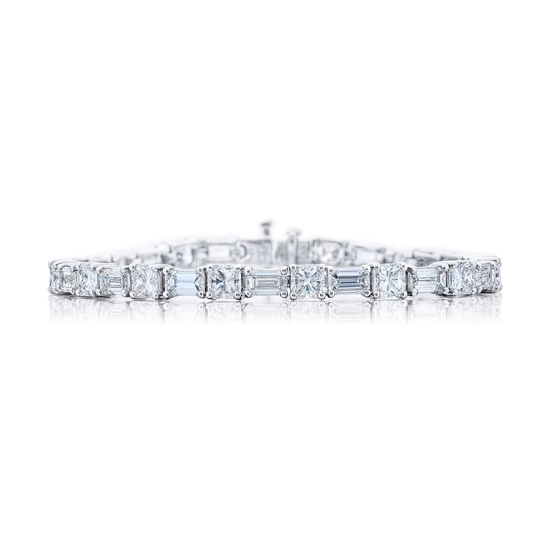 Platinum Radiant-Cut and Emerald-Cut Diamond Bracelet