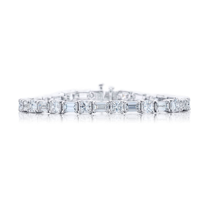 Platinum Radiant-Cut and Emerald-Cut Diamond Bracelet