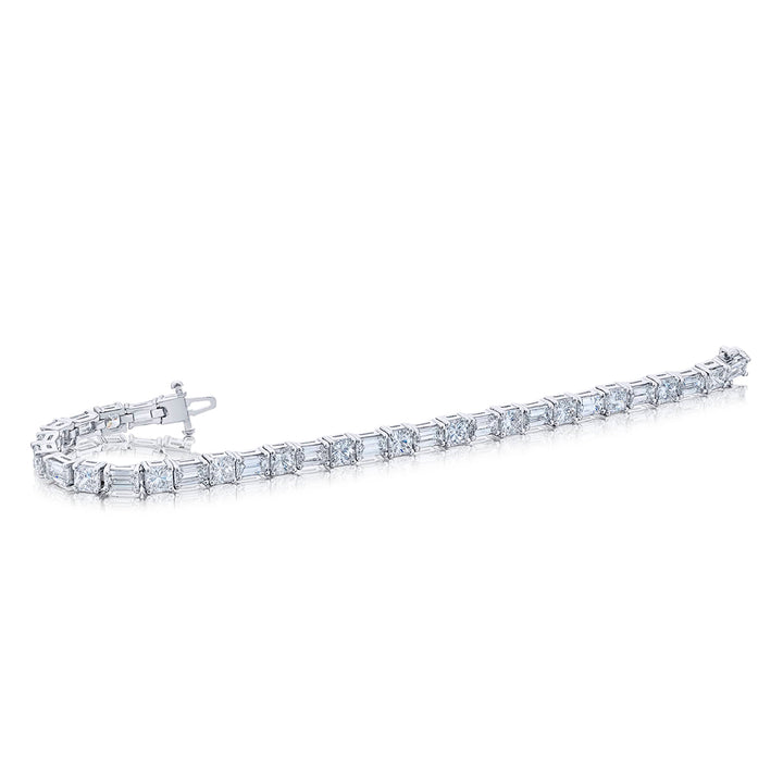 Platinum Radiant-Cut and Emerald-Cut Diamond Bracelet