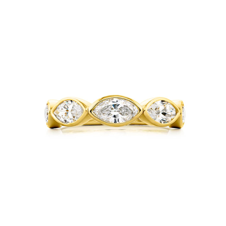 18K Yellow Gold Marquise East-West Diamond Band
