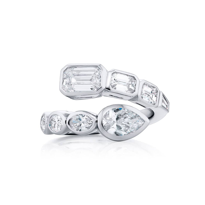 Platinum Pear-Shaped and Emerald-Cut Diamond Certified Twogether Ring