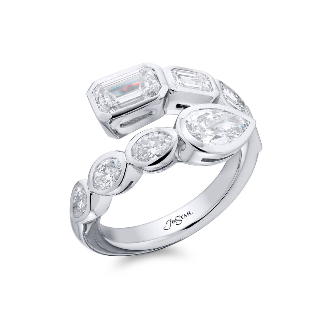 Platinum Pear-Shaped and Emerald-Cut Diamond Certified Twogether Ring