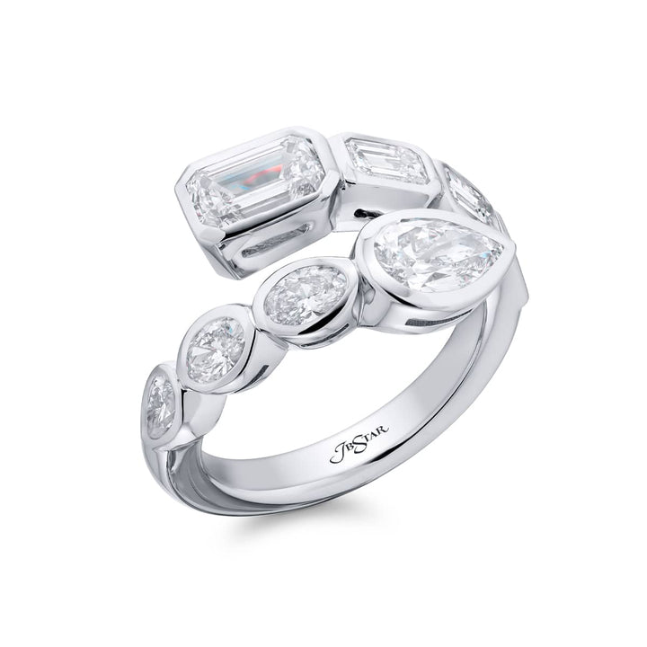 Platinum Pear-Shaped and Emerald-Cut Diamond Certified Twogether Ring