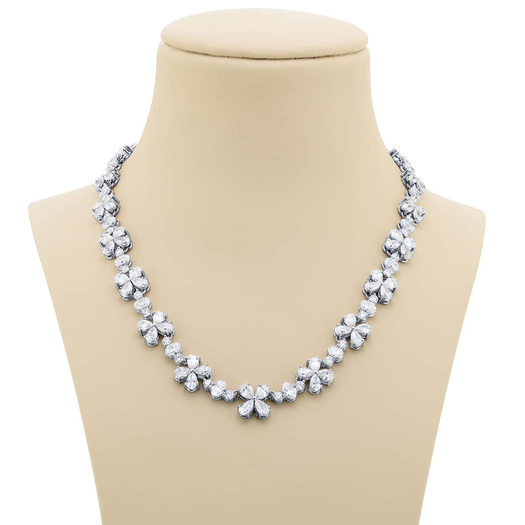 Platinum Pear-Shaped Diamond Floral Necklace