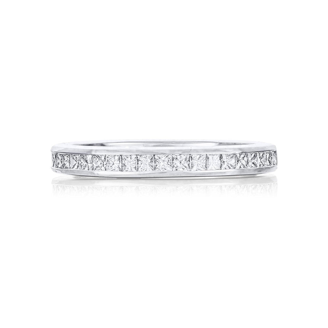 Elegance Elevated: Classic Single-Row Princess-Cut Diamond Wedding Band in Platinum
