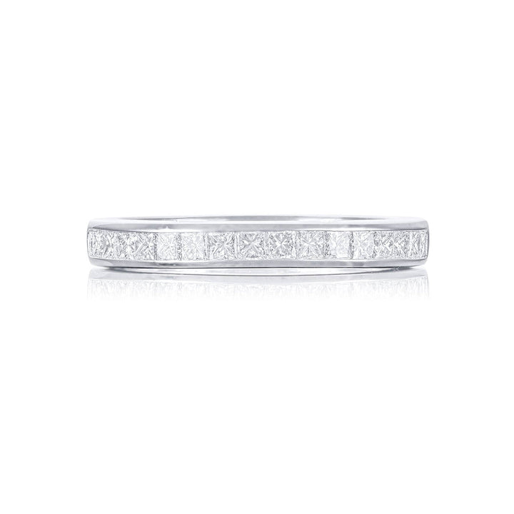 Elegance Elevated: Classic Single-Row Princess-Cut Diamond Band in Platinum