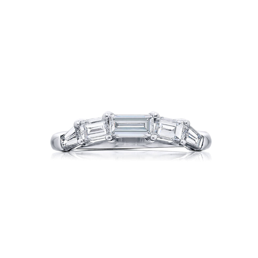 Curved Channel Diamond Band | Baguette Diamonds Set in Platinum