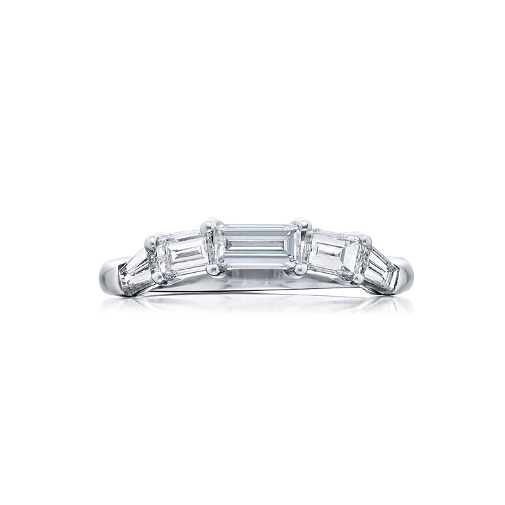 Curved Channel Diamond Band | Baguette Diamonds Set in Platinum