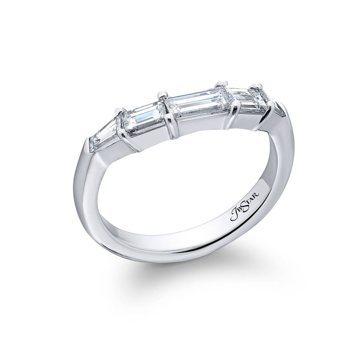 Curved Channel Diamond Band | Baguette Diamonds Set in Platinum