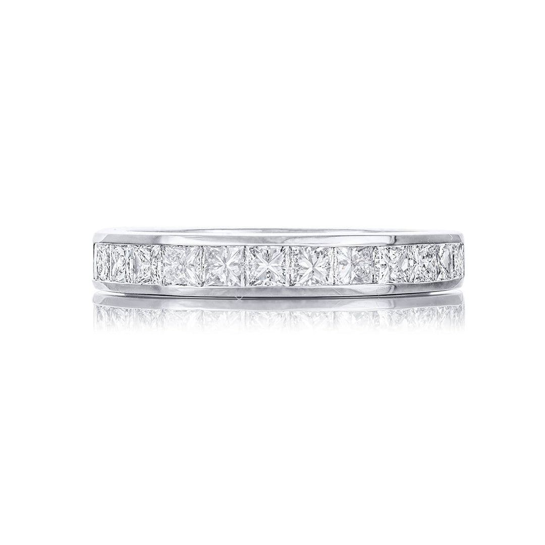 Elegance Elevated | Classic Single-Row Diamond Band with Princess-Cut Diamonds