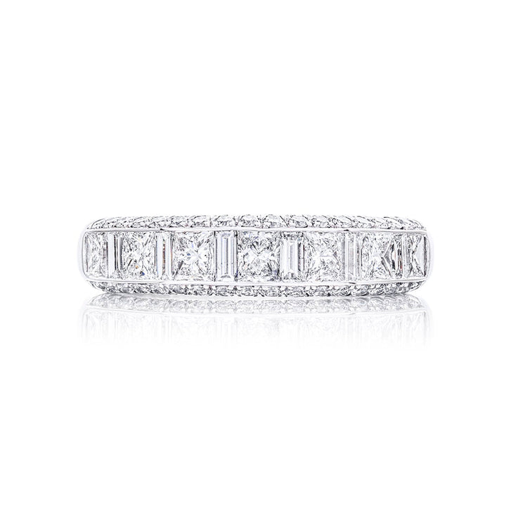 Classic Multi-Row Diamond Band | Princess-Cut & Baguette Diamonds in Platinum