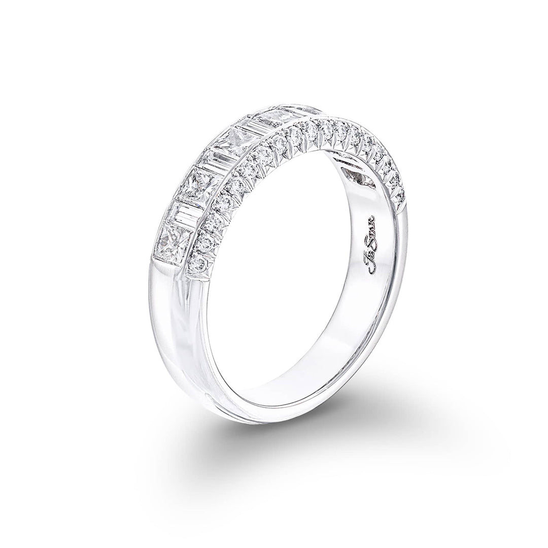 Classic Multi-Row Diamond Band | Princess-Cut & Baguette Diamonds in Platinum