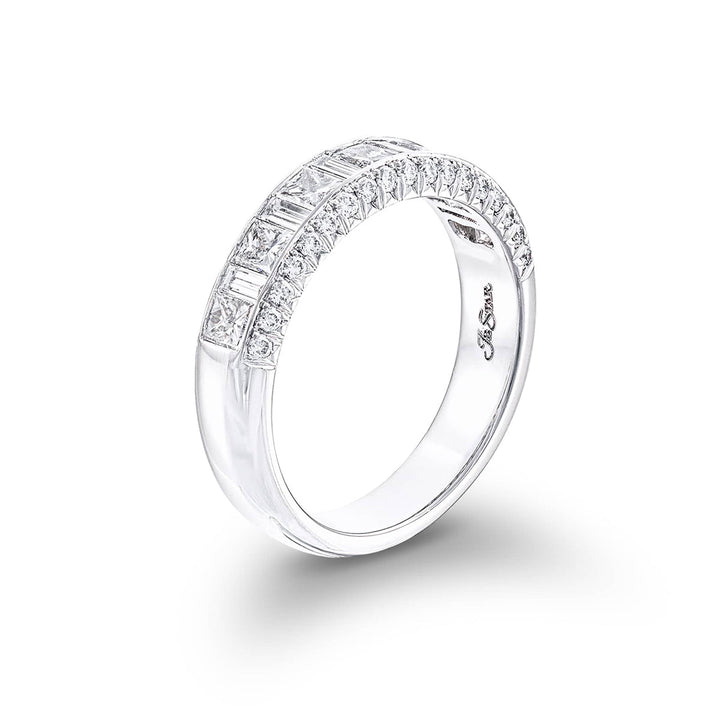 Classic Multi-Row Diamond Band | Princess-Cut & Baguette Diamonds in Platinum