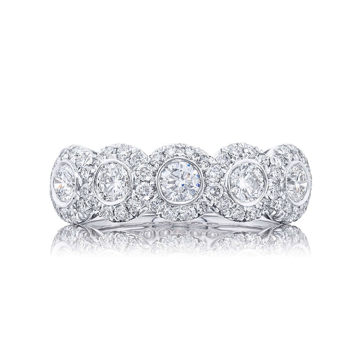 Iconic Multi-Row Diamond Band | Bezel-Set Round Diamonds with Micro Pave in Platinum