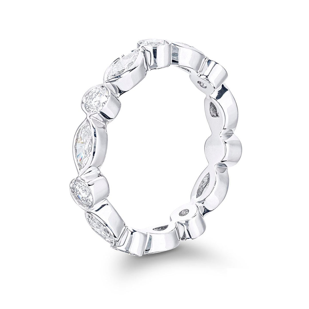 Diamond eternity band marquise and round diamonds