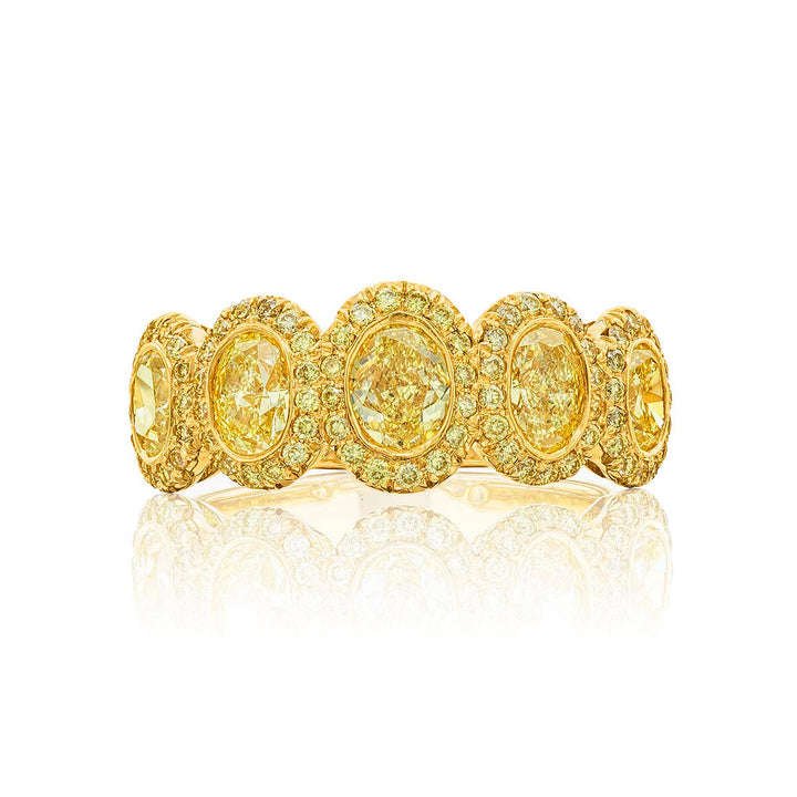 Elegance Elevated: Classic Fancy Yellow Oval-Cut Diamond Wedding Band