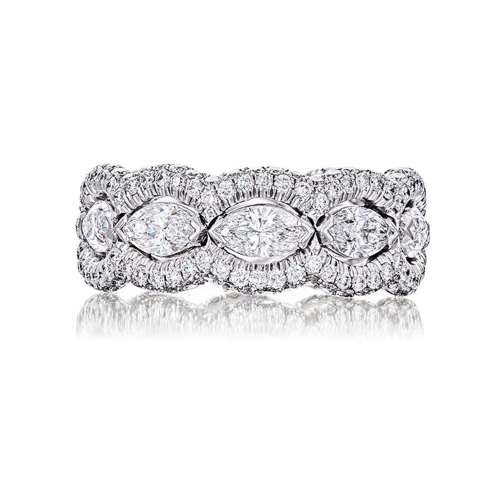 Diamond eternity band 10 marquise diamonds pave design.
