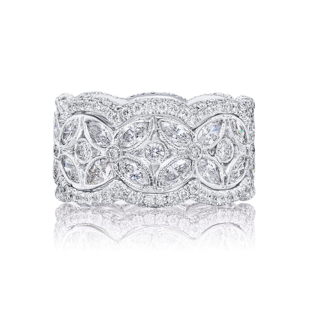 Diamond Eternity Band 3.71 ctw. Floral Design Marquise & Round