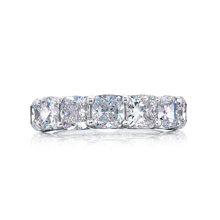 Elegance Elevated: Classic Single-Row GIA-Certified Diamond Band | Cushion-Cut Diamonds in Pure Platinum