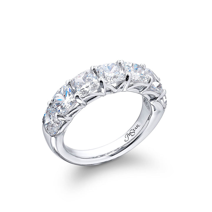 Elegance Elevated: Classic Single-Row GIA-Certified Diamond Band | Cushion-Cut Diamonds in Pure Platinum