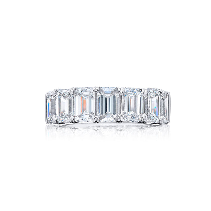 Classic Single Row GIA Certified Diamond Band | 7 Emerald-Cut Diamonds in Platinum | Elegance Elevated by Jb Star