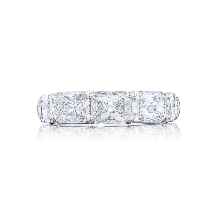 Elegance Elevated | Classic Single-Row Radiant-Cut Diamond Band in Pure Platinum