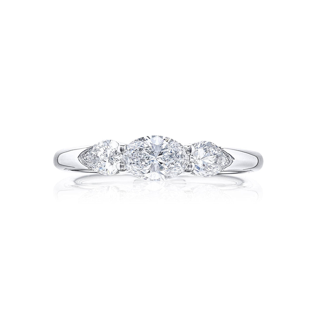 GIA-Certified Oval Diamond Ring with Pear Side Stones in Platinum