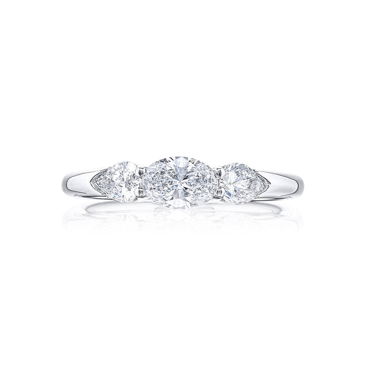 GIA-Certified Oval Diamond Ring with Pear Side Stones in Platinum