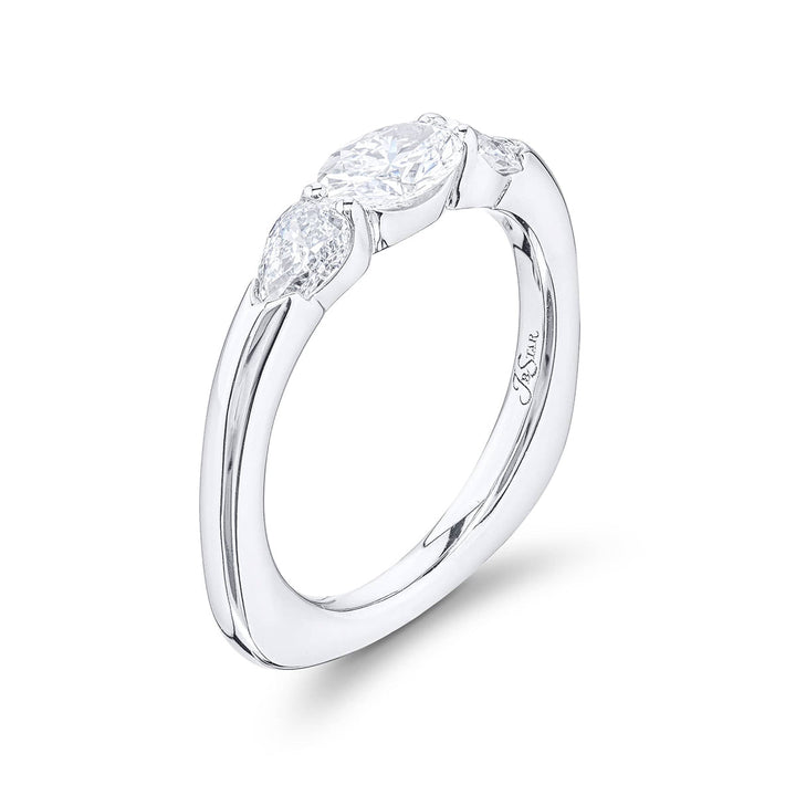 GIA-Certified Oval Diamond Ring with Pear Side Stones in Platinum