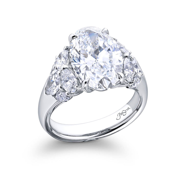 Dazzling 5.01 ct. GIA Certified Oval Diamond Ring with Cluster of Pear Marquise & Oval Diamonds