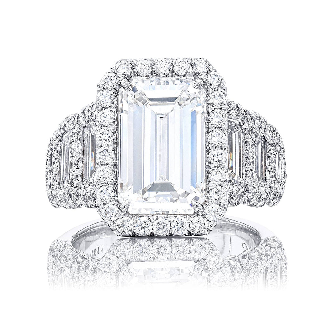 Dazzling 5.03 ct. Emerald-Cut Diamond Engagement Ring in Micro Pave Platinum
