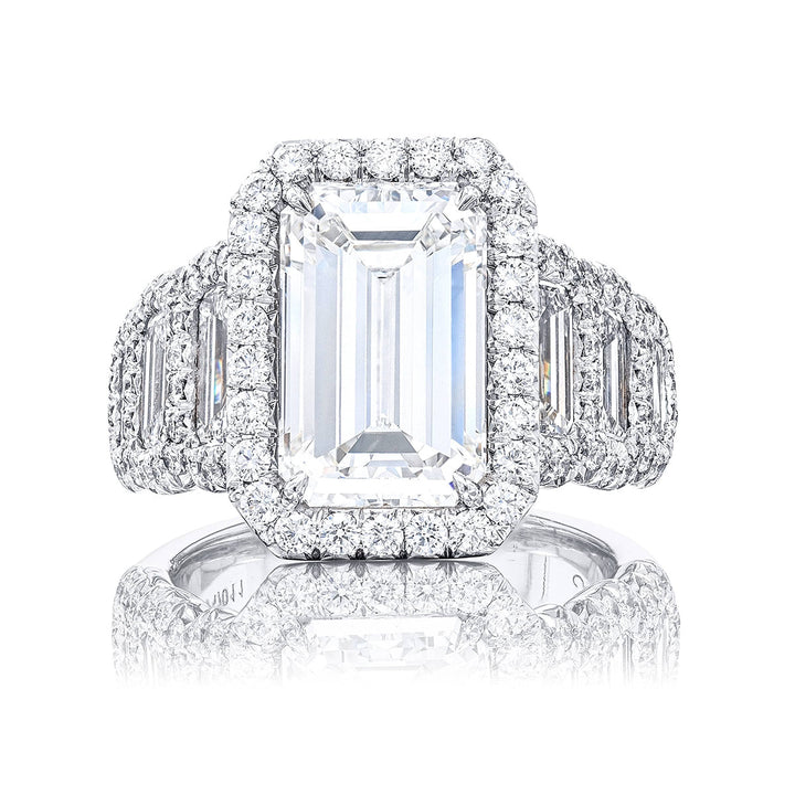Dazzling 5.03 ct. Emerald-Cut Diamond Engagement Ring in Micro Pave Platinum