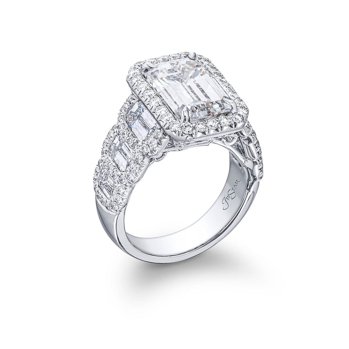 Dazzling 5.03 ct. Emerald-Cut Diamond Engagement Ring in Micro Pave Platinum
