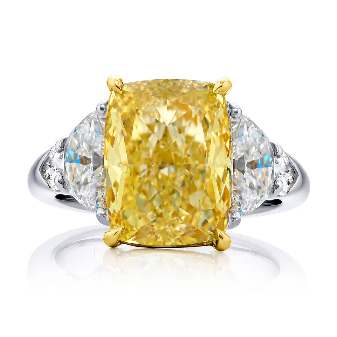 8.03 ct GIA Certified Cushion-Cut Diamond Engagement Ring | Half-Moon & Shield Diamonds in Platinum | Dazzling Design by Jb Sta