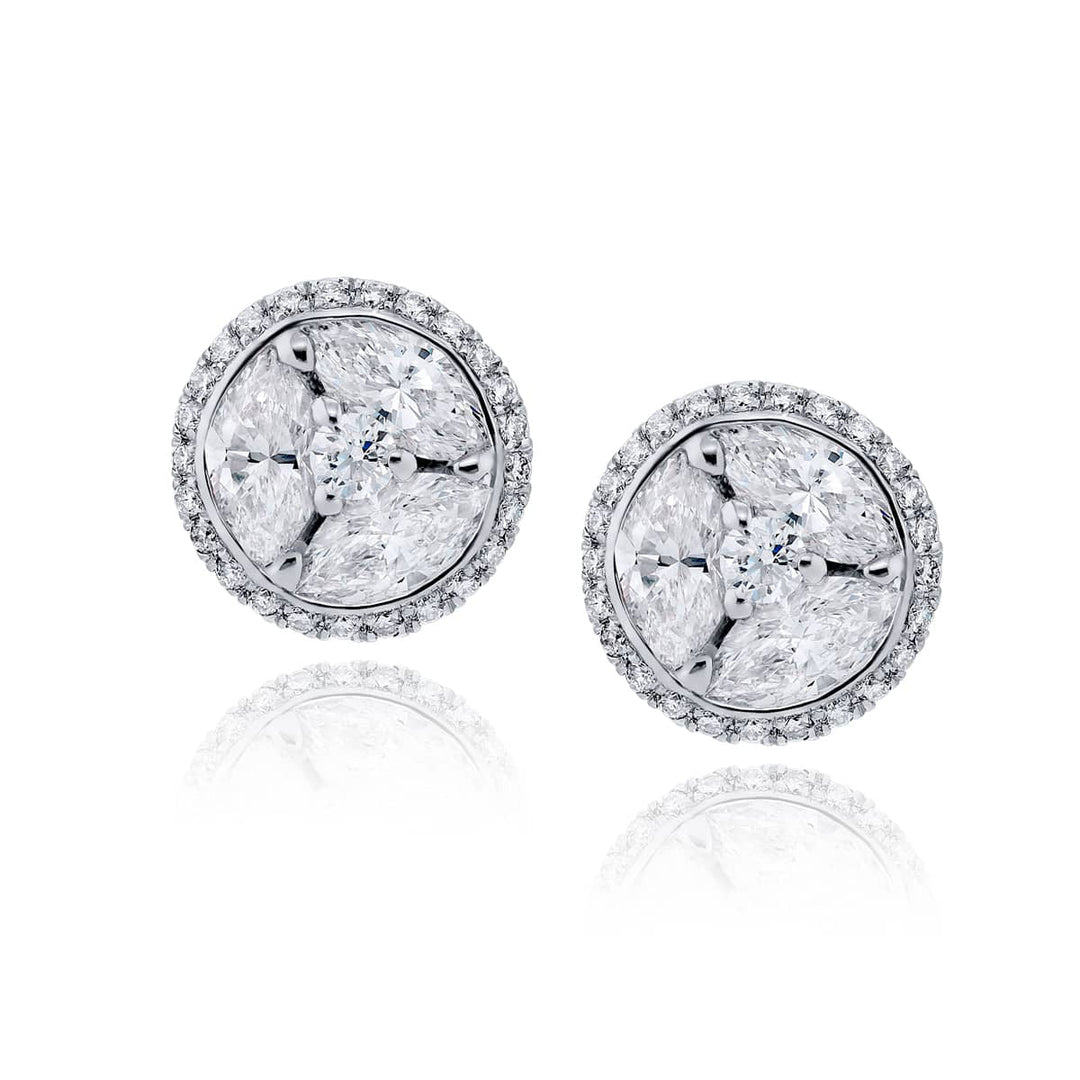 Timeless Channel Diamond Stud Earrings in Platinum