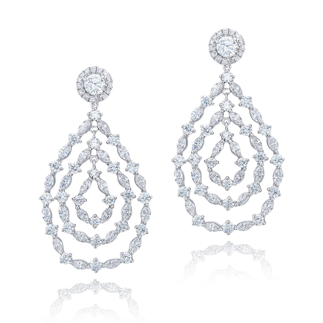 One-of-a-Kind Marquise & Round Diamond Earrings in Platinum