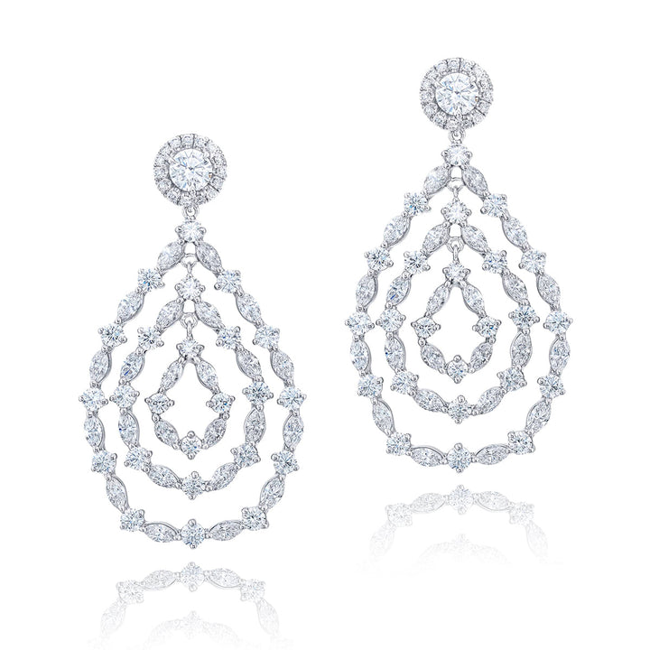 One-of-a-Kind Marquise & Round Diamond Earrings in Platinum