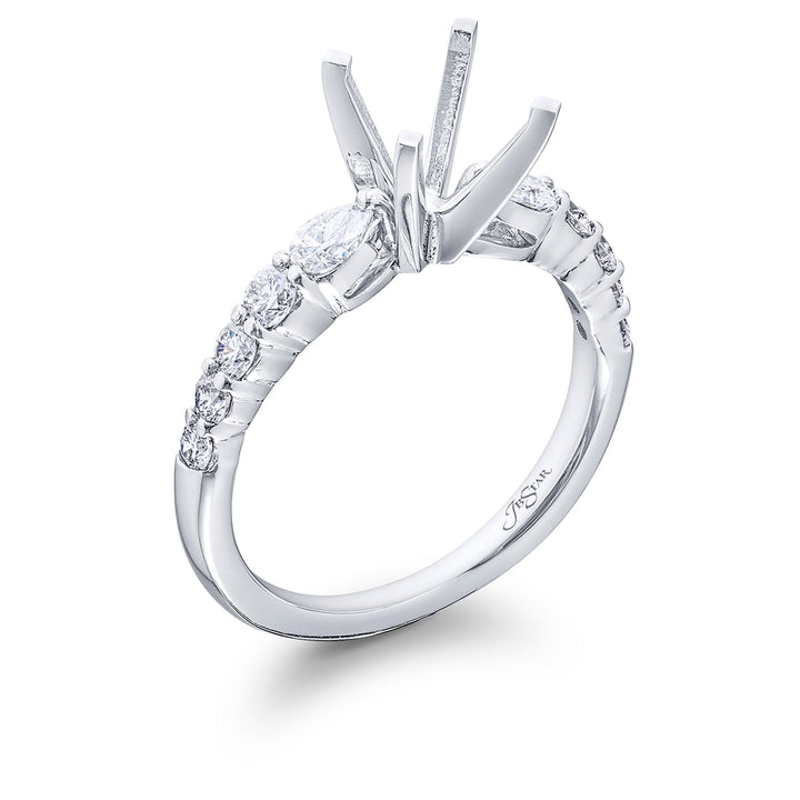 Diamond Semi-Mount Pear-Shaped & Round 0.70 ctw.