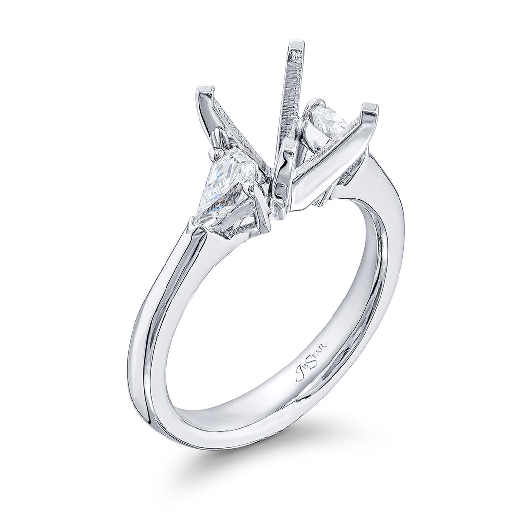Diamond Semi Mount Ring Kite Cut Shared Prong Setting