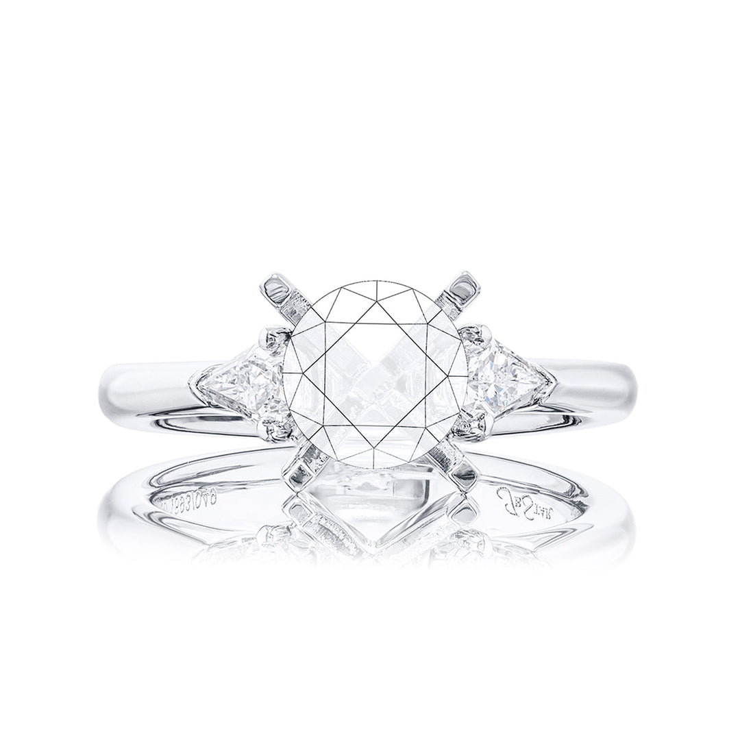 Diamond Semi Mount Ring Kite Cut Shared Prong Setting