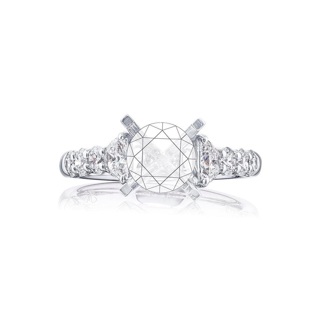 Diamond Semi-Mount Half-Moon & Round 0.91 ctw. Shared Prong