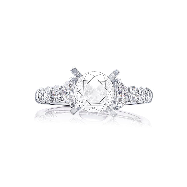 Diamond Semi-Mount Half-Moon & Round 0.91 ctw. Shared Prong