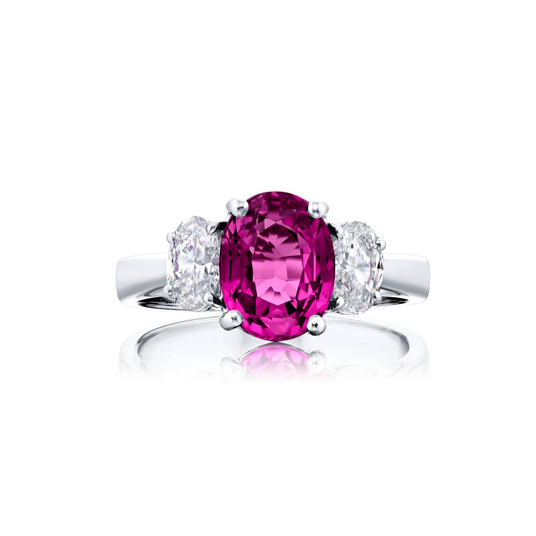 2.54 ct. GIA-Certified No-Heat Pink Sapphire & Diamond Ring in Platinum