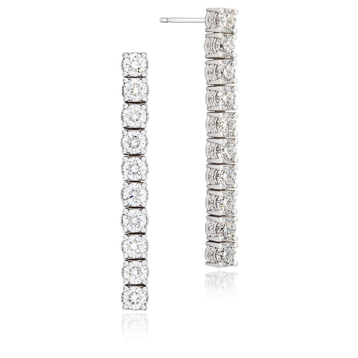 Round Diamond Drop Earrings