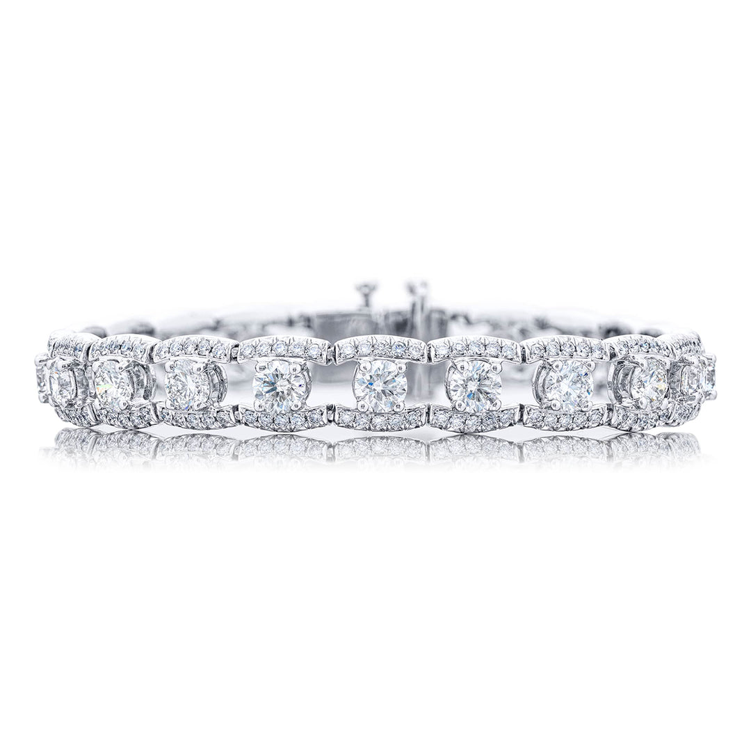 Platinum Round and Micro Pave Diamond Bracelet